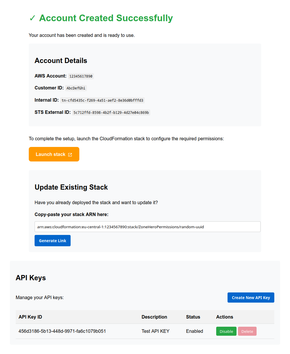 ZoneHero CloudFormation Deployment Page